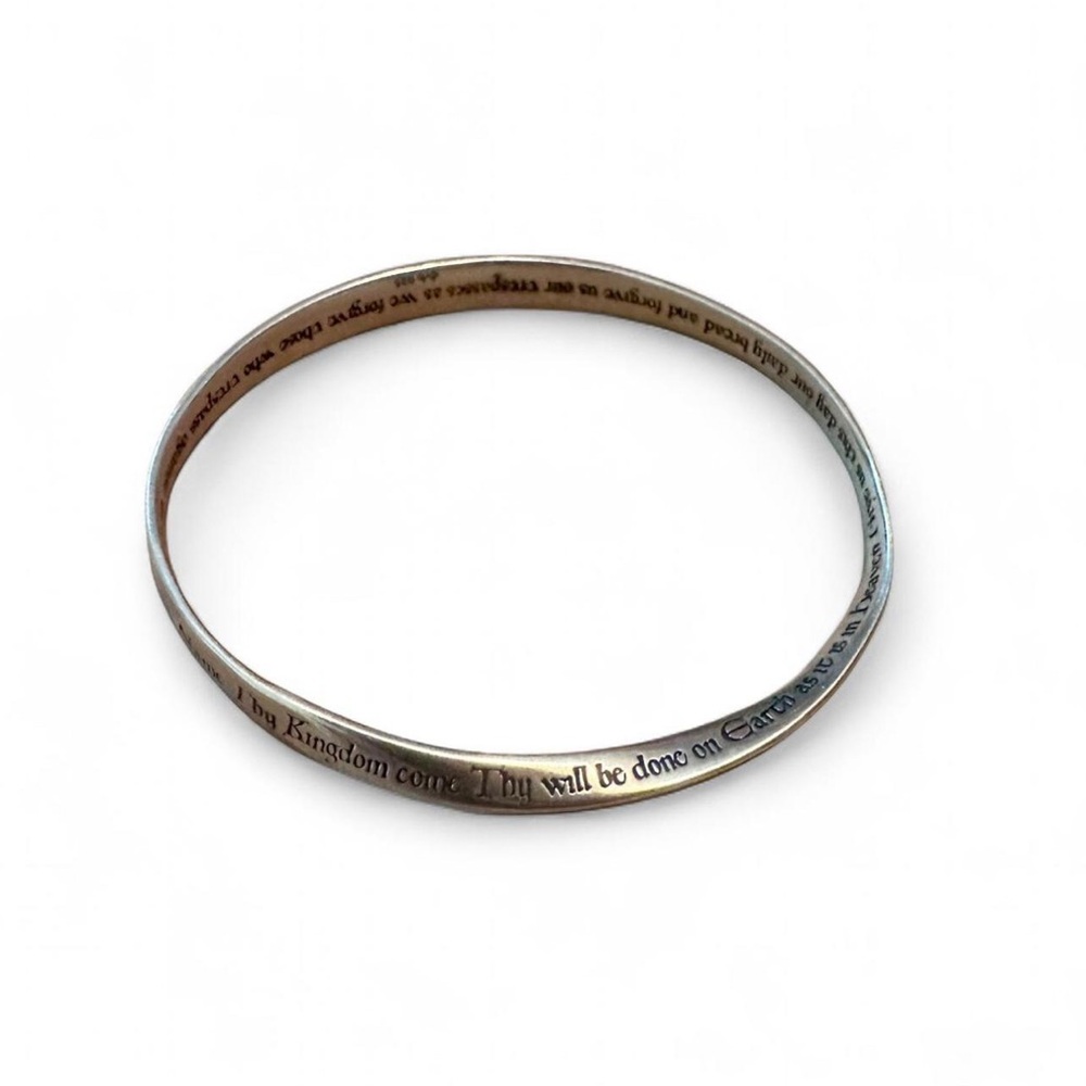 Laurel Elliot Sterling Silver Engraved Silver Bangle Bracelet "Our Father"Prayer